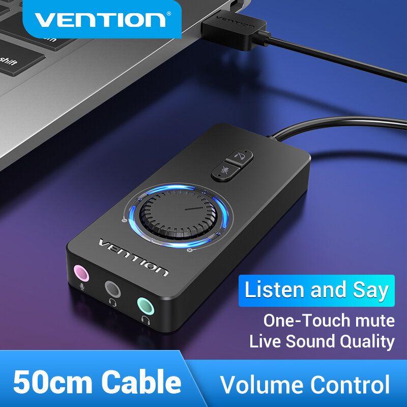 Vention อะแดปเตอร์การ์ดเสียง External Sound Card USB to 3.5 Jack USB หูฟัง อะแดปเตอร์ Suport Audio for  Laptop USB Sound Card ซาวการ์ดเสียง เครื่องเปลี่ยนเสียง