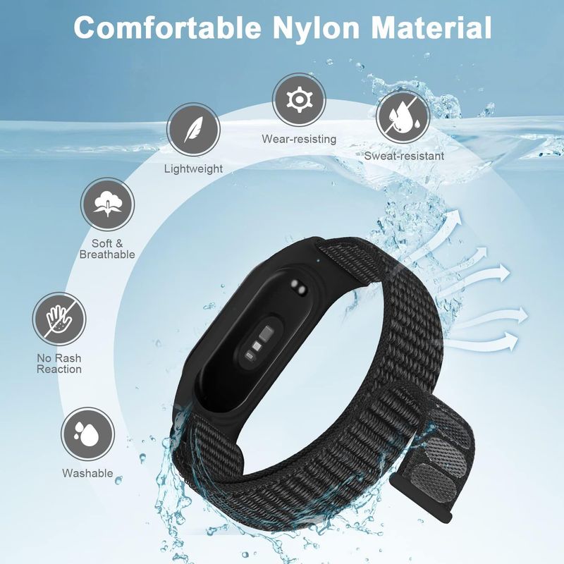 ห่วงไนลอนสำหรับวง Xiaomi Mi สายรัดข้อมืออะไหล่สายนาฬิกาสำหรับ Miband 8นาฬิกาข้อมือสมาร์ทวอชสายเอ็นเอฟซี