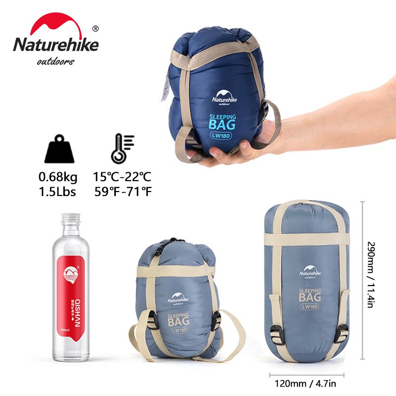 Naturehike lw180 ถุงนอนผ้าฝ้าย น้ําหนักเบา สําหรับตั้งแคมป์ เดินป่า กลางแจ้ง