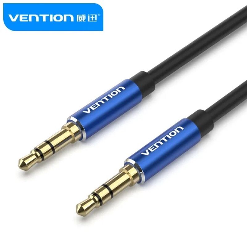 Vention สายออดิโอตัวผู้กับตัวผู้ขนาด3.5มม. อะลูมินัมอัลลอยสีดำ0.5ม.