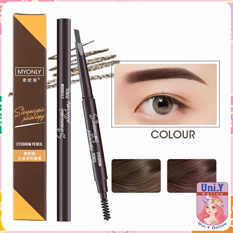 Uni.Y ดินสอเขียนคิ้ว หัวคู่ กันน้ำ ทนทานกว่า  2 หัว  automatic eyebrow pencil สปอตสินค้า