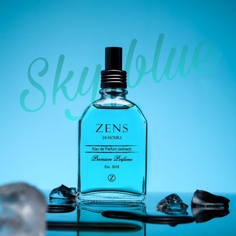 Zens 24Hours น้ำหอมผู้ชาย ระดับพรีเมียม กลิ่นสกายบลู (Sky Blue) ติดทนนาน24ชั่วโมง โปรโมชั่นลดราคาและแถมขนาดพกพาอีก 2 กลิ่น