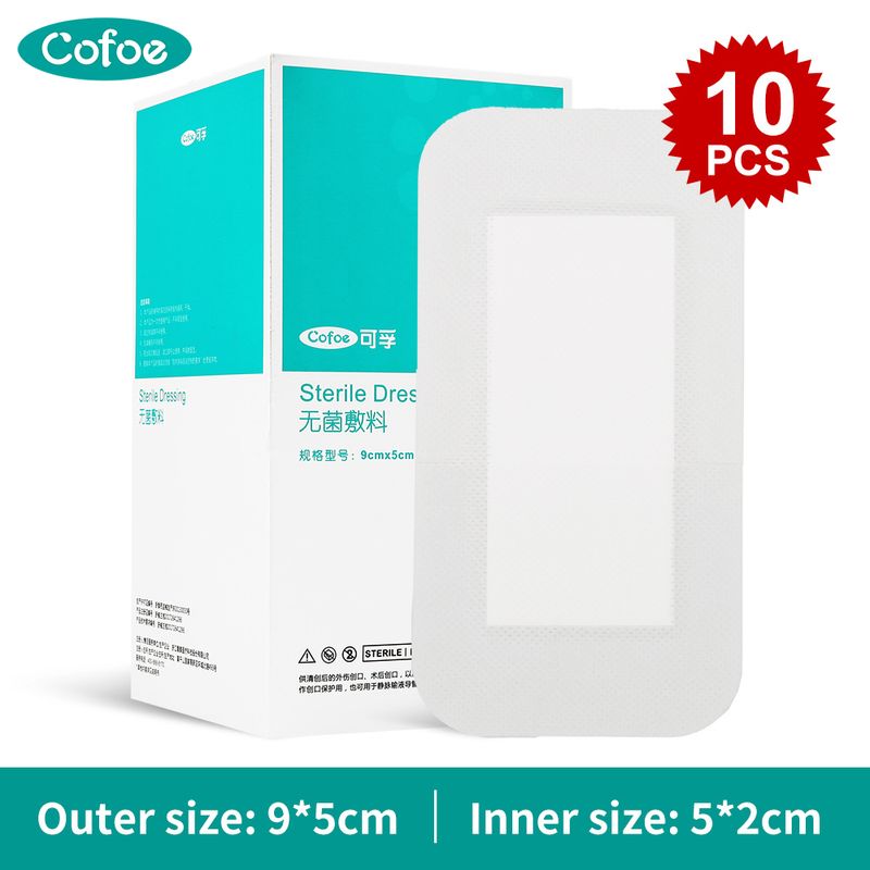 Cofoe 10ชิ้น9เซนติเมตร × 5เซนติเมตรทางการแพทย์ปลอดเชื้อแผลรวมทั้งการตกแต่งแพทช์ระบายอากาศรวมทั้งการตกแต่งตาข่าย Pad ชุดกาวตนเองแผลวงช่วยเหลือฟิล์มใสพลาสเตอร์ปฐมพยาบาลเทปผ้าพันแผลสติกเกอร์ชุด