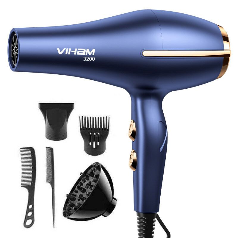 ไดร์เป่าผม Hair drye 3200 วัตต์ เครื่องเป่าผม ที่เป่าผม Hair dryer ลมแรง ไอออนแสงสีฟ้าบำรุงเส้นผม ลมร้อน/ลมเย็น ปรับความร้อนได้6ระดับ เสียงเบา