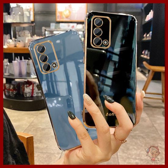 เคสโทรศัพท์เคลือบด้วยไฟฟ้า oppo A74 4G A95 4Gขอบตรง 90° เคสโทรศัพท์มือถือ แฟชั่น สำหรับ oppo A74 5g