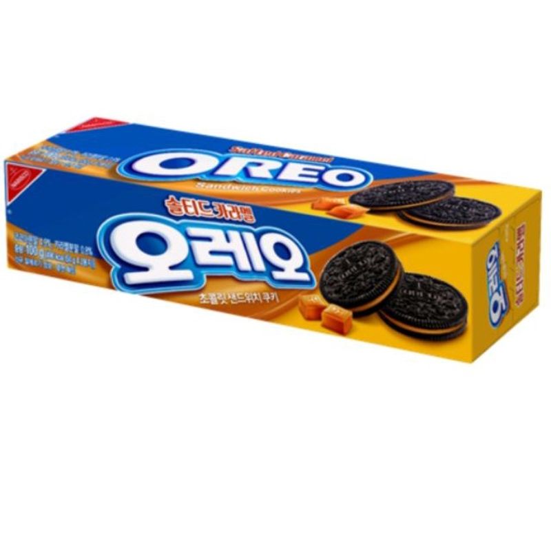 oreo sandwich cookie โอริโอ้เกาหลี รสคาราเมล,วนิลา,มิ้นท์ช็อค,สตอเบอรี่,ทิรามิสุ ขนมคุกกี้สอดไส้ 오레오 샌드위치쿠키