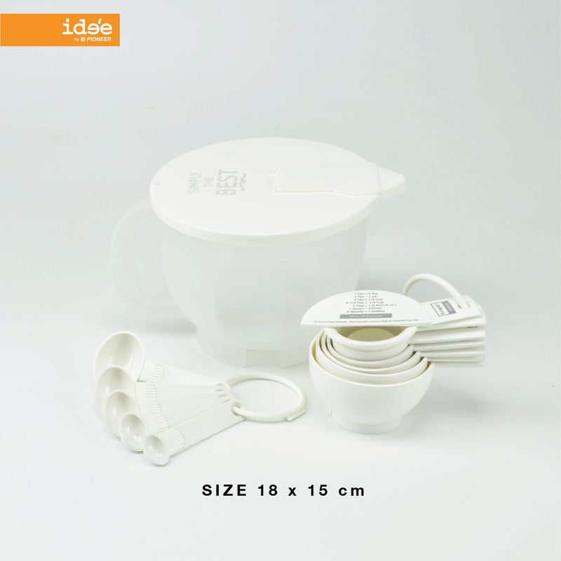 idee [1 PCS] Batter Bowl With Measuring Cup&Spoon ภาชนะผสมอาหาร รุ่น PN404/3A พร้อมถ้วยตวงและช้อนตวง มีสเกลบอกปริมาตร สำหรับทำอาหาร ทำขนม