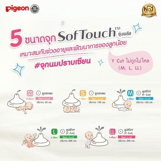 Pigeon พีเจ้น จุกนมเสมือนฯ พลัส ซอฟท์ทัช ไซส์ S แพ็ค2