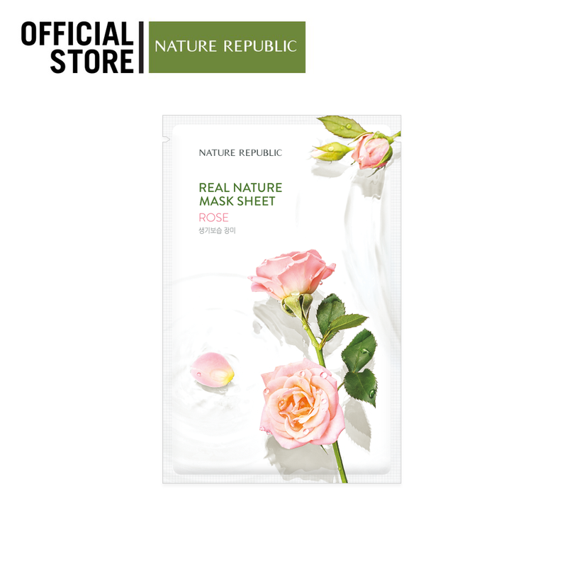 NATURE REPUBLIC REAL NATURE ROSE MASK SHEET มาส์กหน้าบำรุงผิว สูตรกุหลาบ