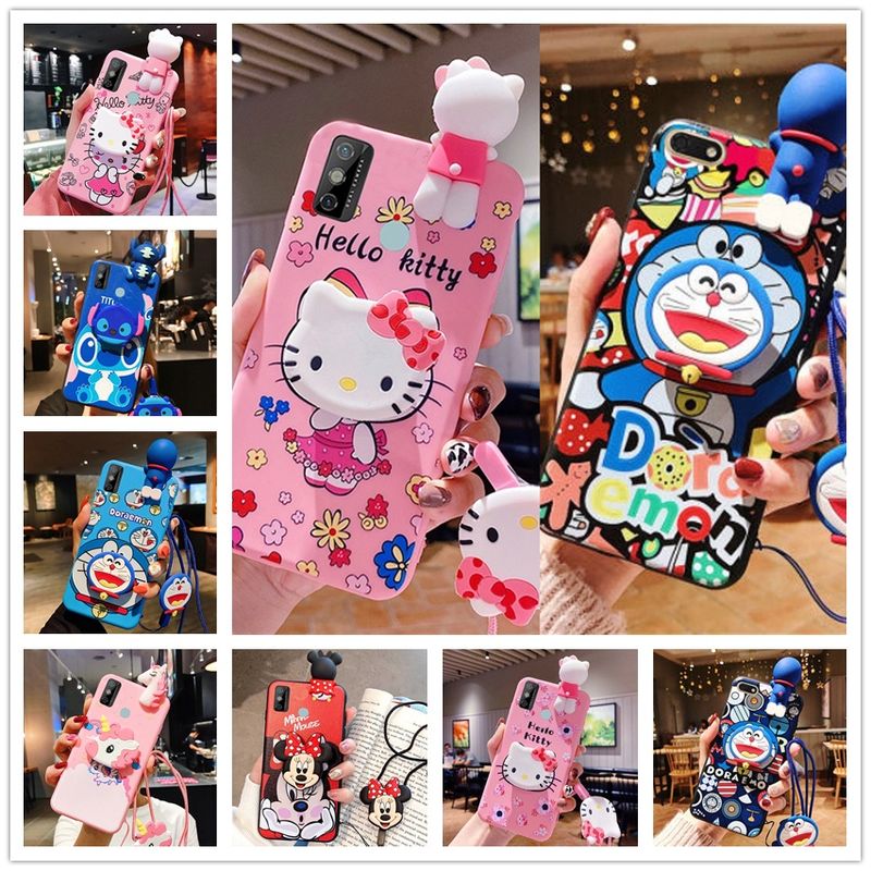 เคส VIVO 1901 1902 1904 1906 1940 V2026 V2027 V2028 V2029 V2032 V2033 V2042 V2038 V2102 แฟชั่นน่ารักเคสซิลิโคนอ่อนนุ่มเคสโทรศัพท์พร้อมที่วางขาตั้งแบบยาว Lanyard Casing