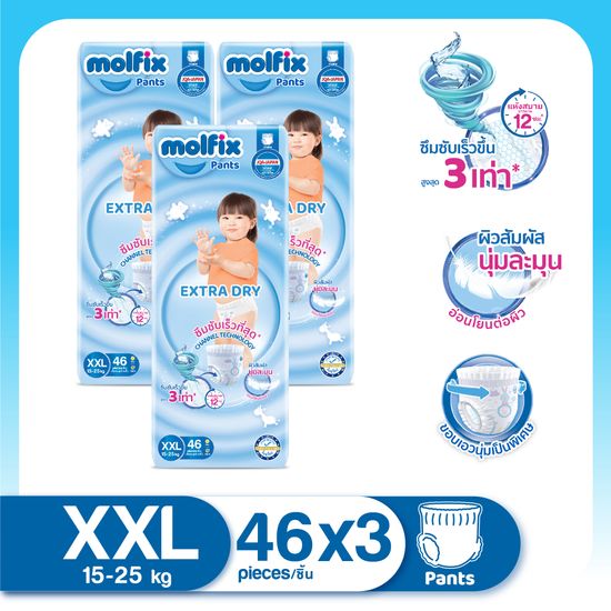 Molfix โมลฟิกซ์ เอ็กซ์ตร้า ดราย แพ้นส์ XXL46 SJ (ยกลัง)