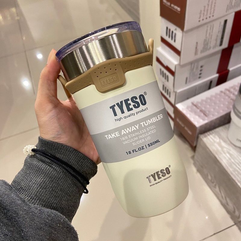 (ของแท้) TYESO เก็บเย็น-ร้อนได้นาน 510ml - 710ml แก้วน้ำเก็บอุณหภูมิ มีหูหิ้ว  TS-8767- TS-8766