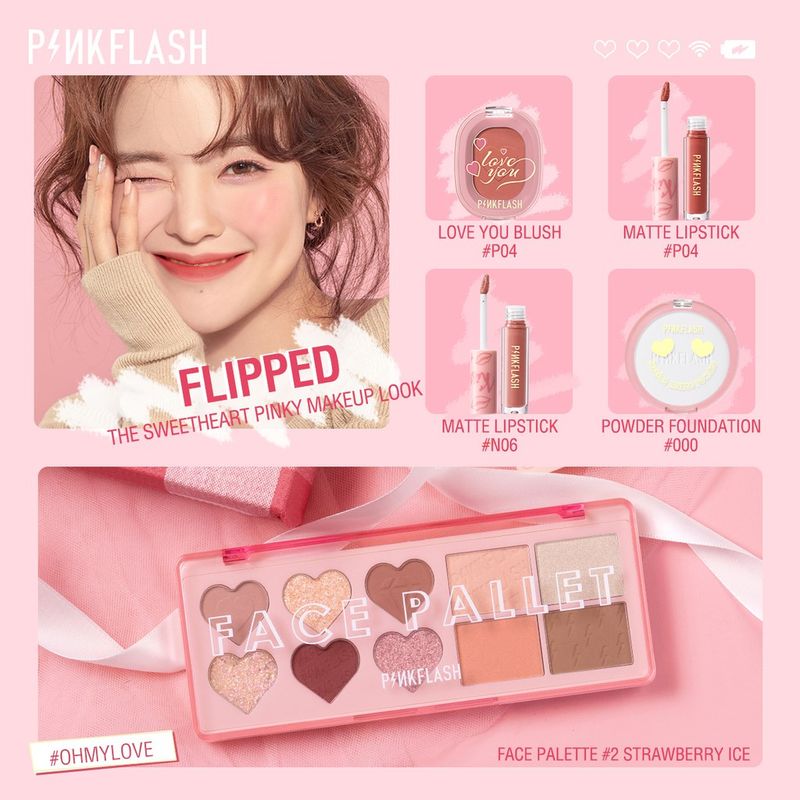 Pinkflash ชุดเครื่องสำอาง ลิปสติก เนื้อแมตต์ สําหรับแต่งหน้า 5 ชิ้น