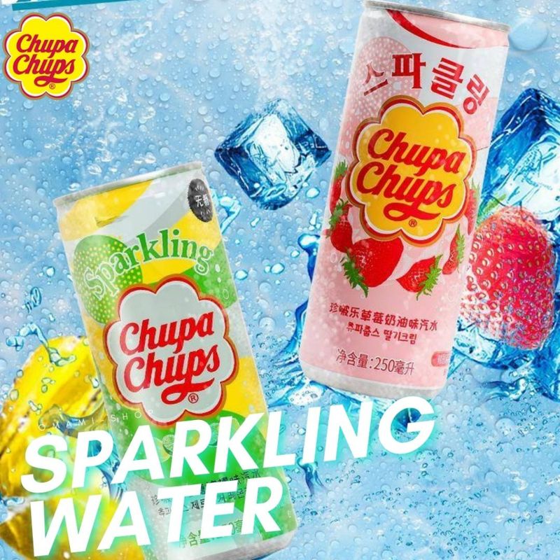 [ยกลัง8-24กระป๋อง] โซดากลิ่นผลไม้ Chupa Chups  1กระป๋อง/250ml.จูปาจู๊ปส์ น้ำอัดลมผลไม้ มีหลายรสชาติ ซ่าสดชื่น Spackling