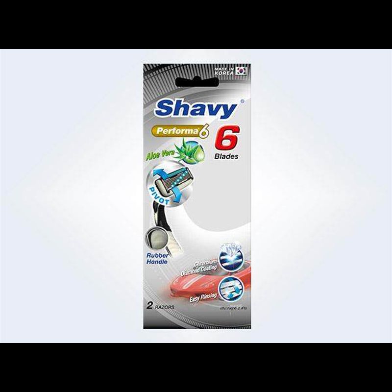 Shavy Performa6 เชฟวี่ มีดโกน 6 ใบมีด 2ด้าม/ห่อ