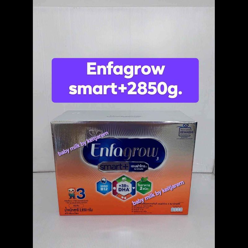 นมผงเอนฟาโกร smart+ สูตร3 รสจืด ขนาด 2850g และ 3300g.และ3800g/1ขนาด/1กล่อง   วันหมดอายุ (.exp.18/06/2025)