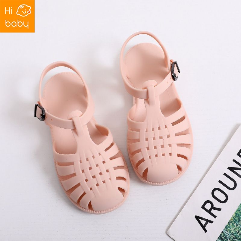 Childrens Toe Sandals Spring and Summer Boys and Girls Soft Sole Hollow Hole Shoes Flat Jelly Shoes Baby Toddler Shoes