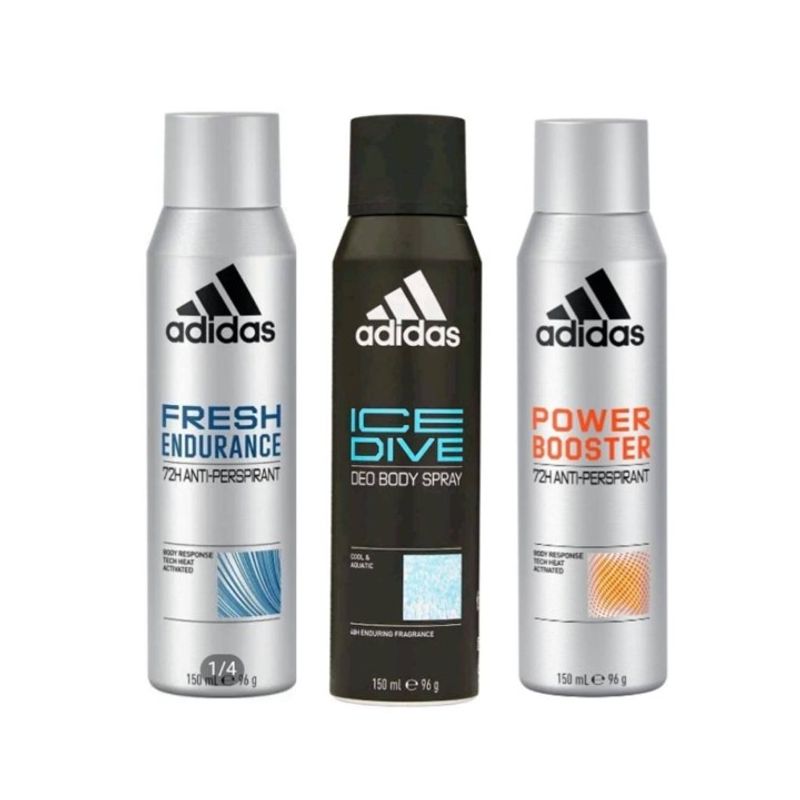 Adidas Power Booster Body Spray อาดิดาส พาวเวอร์ บูสเตอร์ สเปรย์ระงับกลิ่นกาย 150ml. (2ขวด)