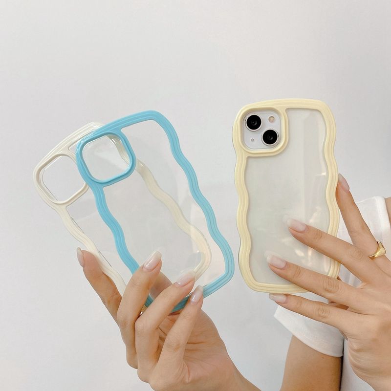 เคสซิลิโคนนิ่ม แบบใส ขอบหยัก หลากสี สําหรับ iphone cases 15 6s 7 8 Plus XR 11 12 13 14 pro xs max