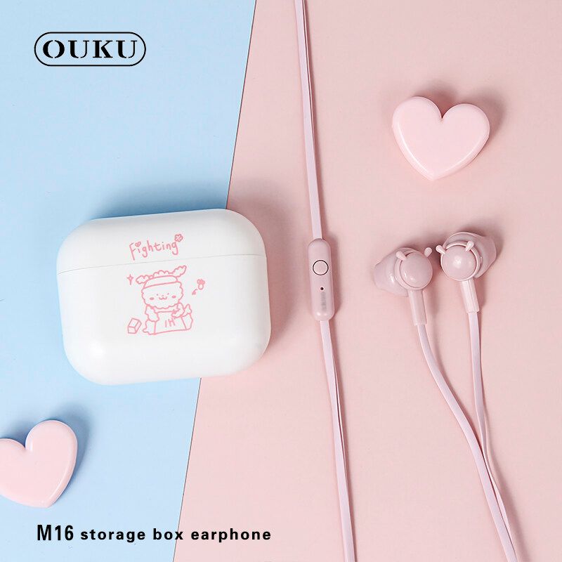 OUKU M16/M17 หูฟังมีสายลายการ์ตูนสุดน่ารัก พร้อมเคสเก็บหูฟัง เสียงดี มีลายน่ารักๆให้เลือกมากมาย ของเเท้