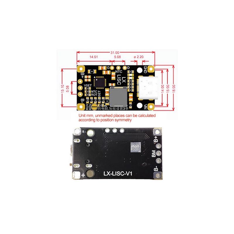 Voktta โมดูลชาร์จแบตเตอรี่ลิเธียม Type-C USB 2-3S BMS 15W 8.4V 12.6V 1.5A พร้อมตัวบ่งชี้