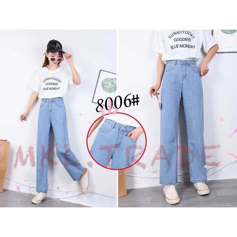 💥FASHIONJEANS_SHOP💥มีไซซ์ S-3XL💥กางเกงยีนส์ เอวสูง สไตล์เกาหลี แนววินเทจ เท้ากว้าง กางเกงยีนส์ขายาว สวยๆเก๋ๆ #8006