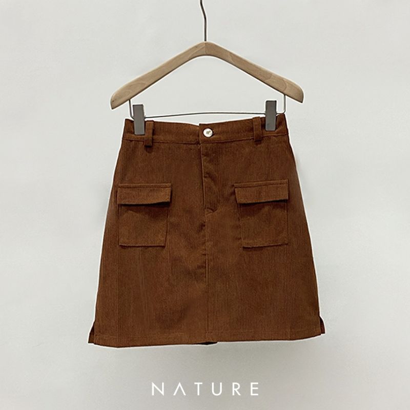 🤎ลด 𝟲𝟬.-พิมพ์ 𝗡𝗧𝗕𝗝𝟳𝟳🤎nature.bkk - SKN1311 กระโปรงสั้นลูกฟูก Corduroy short skirt