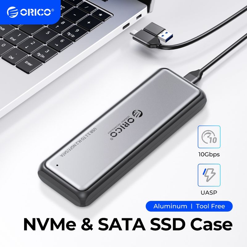 Orico M.2 NVMe SATA SSD Enclosure 10Gbps Tool Free M2 SSD อลูมิเนียม อุปกรณ์เสริม สําหรับแล็ปท็อป คอมพิวเตอร์ (DDM2)