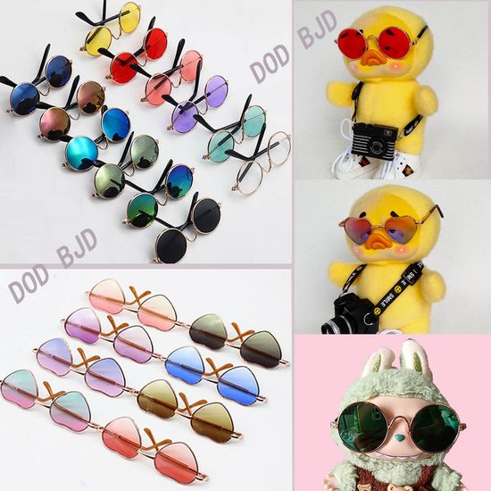 7-8 ซม.แว่นตาสีสันสดใสสําหรับ 15 ซม.EXO Doll & UPSET DUCK & Bao-ao & blythe & Labubu & Dog glasses & upsetduck