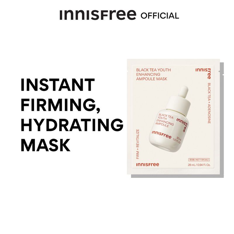 Innisfree Black tea youth enhancing ampoule mask 28ml อินนิสฟรี แบล็คที เอ็นฮานซิ่ง แอมพูล มาส์ก 28มล. มาส์กชา มาส์กแอมพูล ฟื้นฟูสภาพผิว