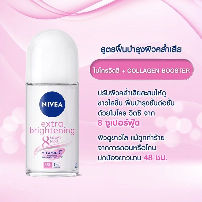 ส่งฟรี‼️ นีเวีย โรลออน ระงับกลิ่นกาย ใต้วงแขน 50 มล. NIVEA ROLL ON 50 ml.