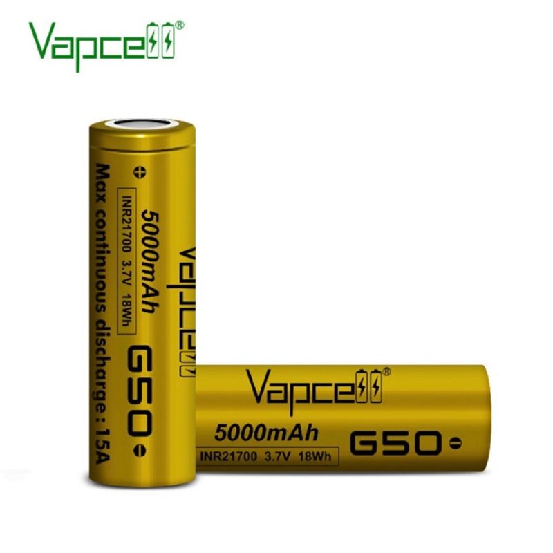 Vapcell INR21700 G50 5000mAh แพค2ก้อนแถมกระเป๋าใส่ถ่าน ของแท้เช็คโค๊ดได้