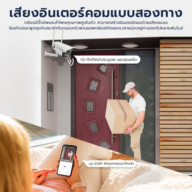 FOFO IR + White Lamp คืนวิสัยทัศน์ กล้องวงจรปิด WiFi IP Camera 8MP 8.0ล้านพิกเซล กลางแจ้ง กันน้ำ กล้องวงจร V380 Pro