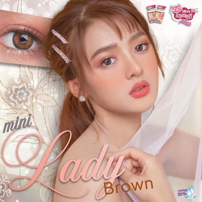 คอนแทคเลนส์🌈Mini Lady🌈 Brown/Gray (Kitty Kawaii) ขนาดมินิ💖ขายดี🍭