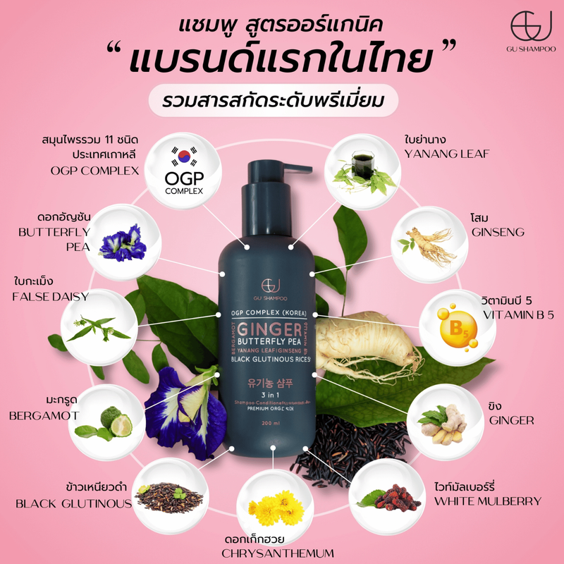 แชมพูจียู 450ml | GU SHAMPOO ORGANIC | 1 ขวด