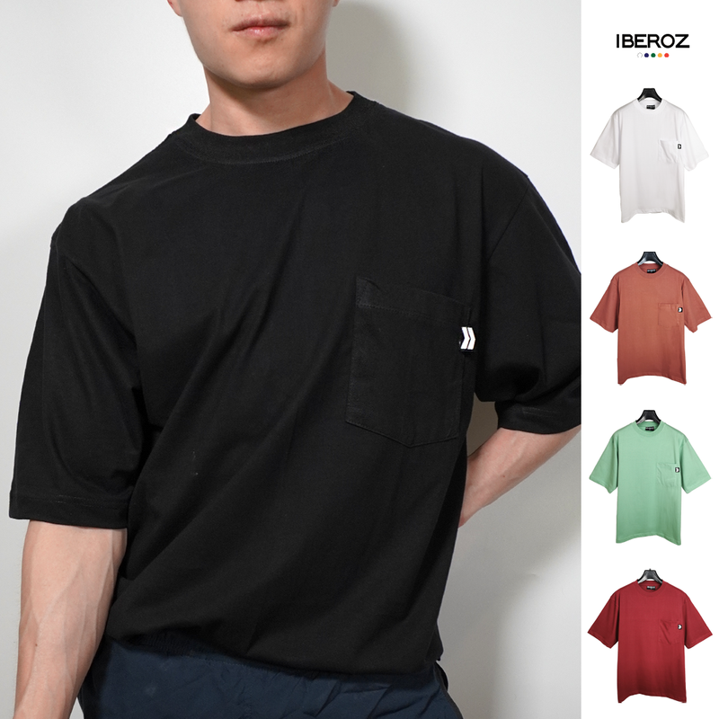 IBEROZ เสื้อยืด โอเวอร์ไซส์ มีกระเป๋า สีพื้น สไตล์มินิมอล รุ่น S-OVERPOCKET