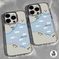 ดอกไม้สีรุ้ง เคสไอโฟน11 14 13 For iPhone 11 13 12 14 15 Pro Max X XS 7 8 Plus XR เคส รูปแบบโปร่งใส ซิลิโคนนุ่มกันกระแทก