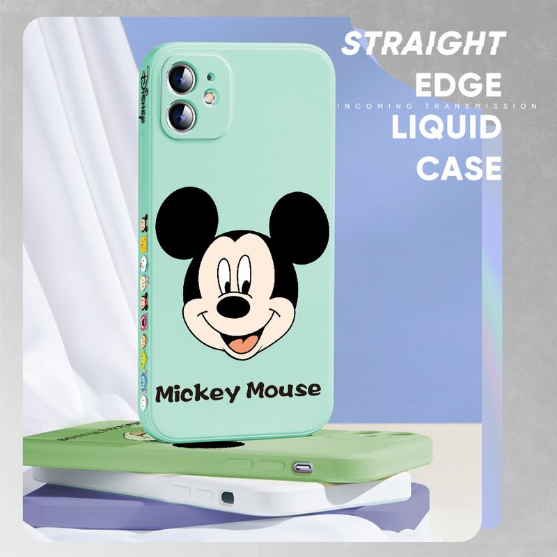 Hontinga Casing สำหรับ Samsung Galaxy A12 M12กรณีการ์ตูนอะนิเมะ Mickey Mouse สแควร์ Original ซิลิโคนนุ่มเหลว Edge กรณีรูปแบบคลุมทั้งหมดกล้องป้องกันกรณีกลับปลอกโทรศัพท์ Softcase สำหรับหญิง