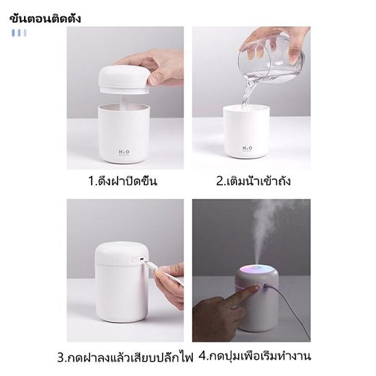 (✅สินค้าใหม่ปี 2024) เครื่องทำให้ชื้น 300ml เครื่องเพิ่มความชื้น เครื่องพ่นอโรม่า เพิ่มความชื้น โคมไฟอโรมา ไฟหลากสี🌈