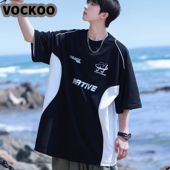 VOCKOO เสื้อยืดผู้ชาย เสื้อผู้ชาย เสื้อยืดผู้ชาย เสื้อยืด สไตล์เกาหลี นุ่ม สไตล์มินิมอล อเนกประสงค์ สบาย MTX2440JH5 15Z240413