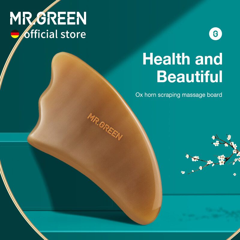 Mr.green Guasha ขูดบอร์ดนวด Ox Horn Face คอนวดความงามเครื่องมือสปาผิวดูแลคอ Pain Relief Scraper