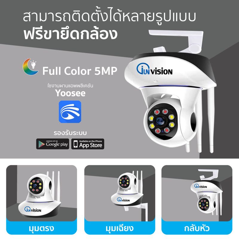 JUNANVISION Yoosee กล้องวงจรปิดไร้สาย HD 5MP 5 ล้านพิกเซล  IP Camera5.0 ติดตั้งได้หลายแบบ อัดภาพอัดเสียงได้ หมุนได้360องศา Auto Tracking