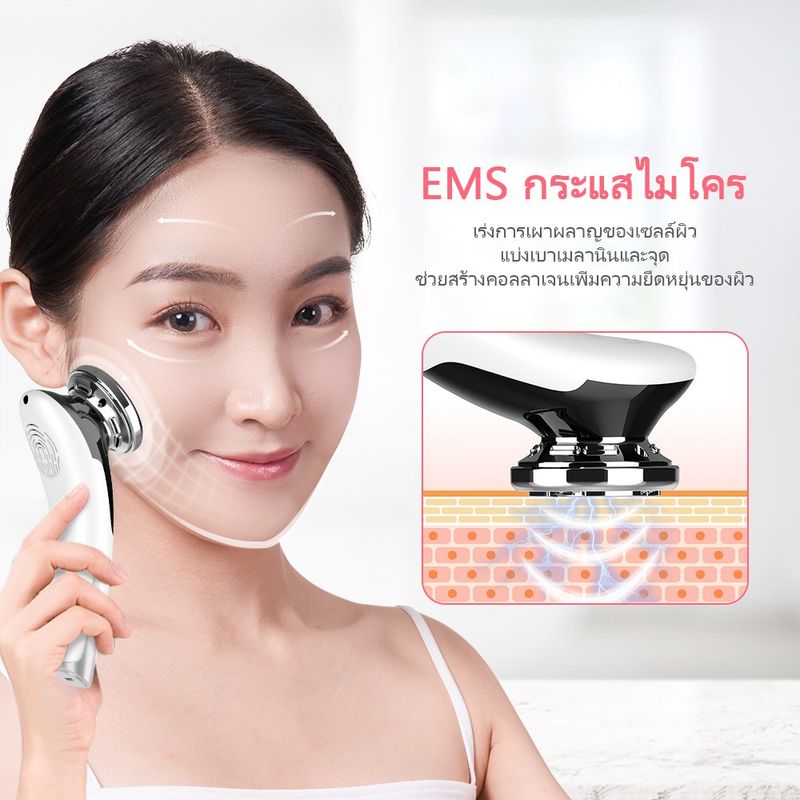 ANLAN เครื่องนวดหน้า ช่วยยกกระชับใบหน้า ระบบEMS ระบบสั่นนวดร้อน นวดเย็น แสง LED สีแดงสีฟ้า สําหรับลดริ้วรอย