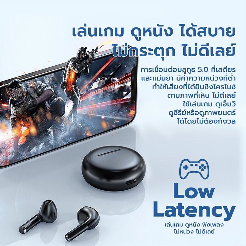 (ของแท้)  หูฟังบลูทูธไร้สาย TWS หูฟังบลูทูธ หูฟังไร้สาย หูฟังเกมส์บลูทูธ พร้อมกล่องชาร์จ เหมาะสําหรับ ไอโฟน ซัมซุง oppo vivo huawei