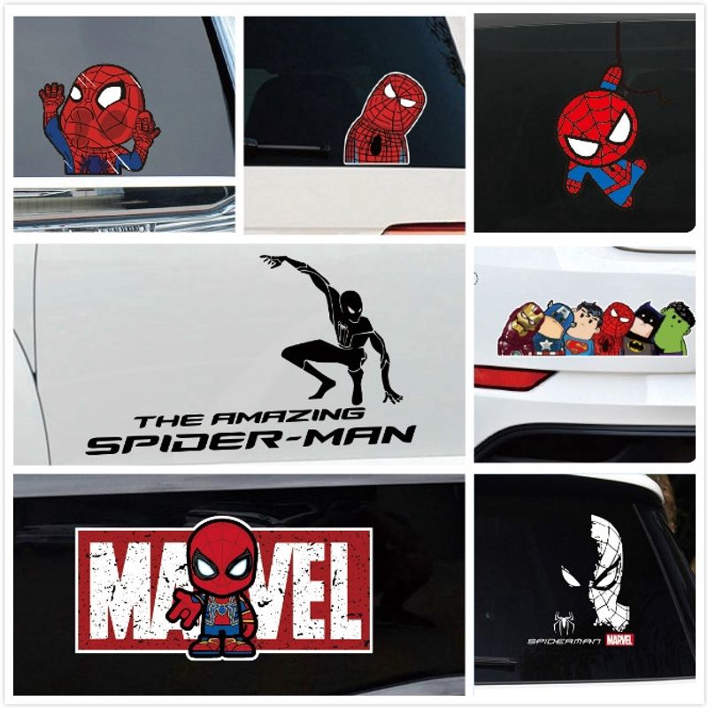 Fasjion Spiderman Marvel Cartoon Personality Car Stickers Window Door Sticker Decals Motorcycle Sticker Scratch Cover