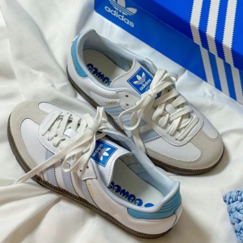 ADIDAS SAMBA OG WHITE BLUE ของแท้ 100 %