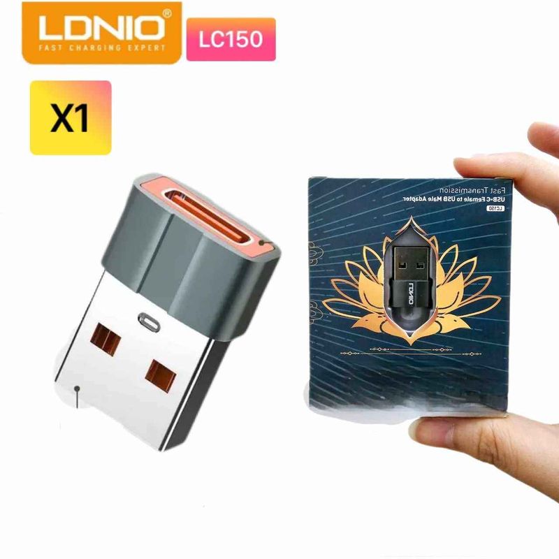 หัวแปลงไอโฟน15 ไอโฟน14 ไอโฟน13 LC150 USB TO TYPE-C CONVERTER ADAPTER   LDNIO LC150  Type C (Female) เป็น USB-A (Male)