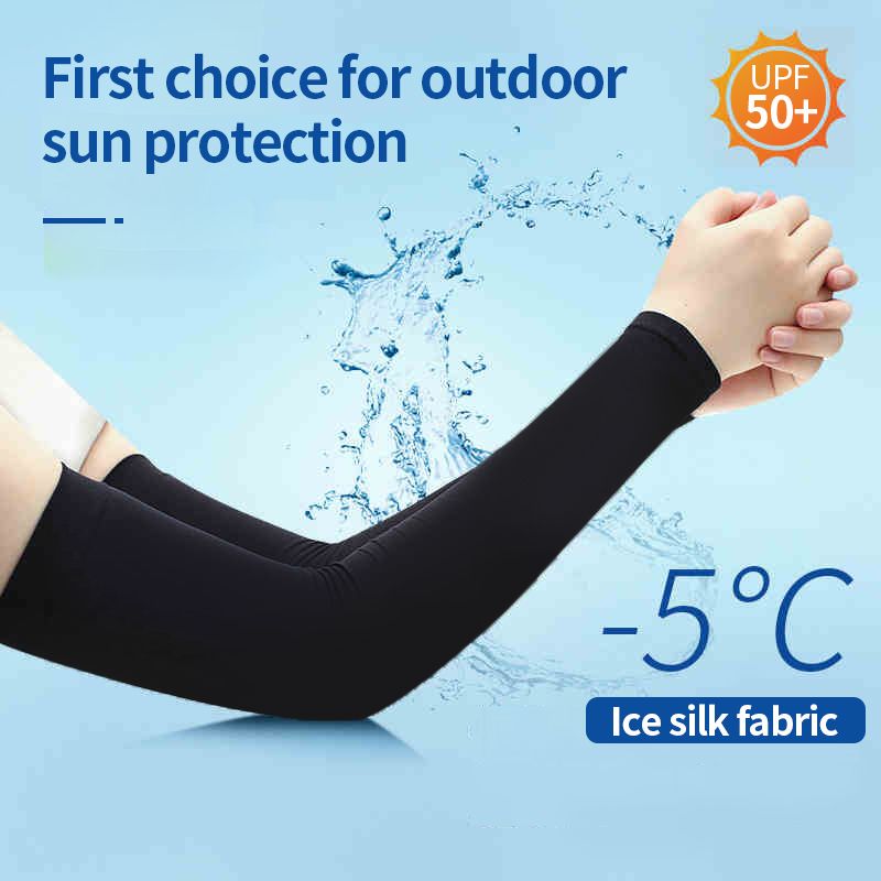 ปลอกแขนกันแดด แบบไม่สวมนิ้ว Arm Cooling Sleeves ป้องกันรังสียูวี ผ้าไหมนมยืดหยุ่นสูง สำหรับกิจกรรมกลางแจ้ง ใส่แล้วเย็น SP04