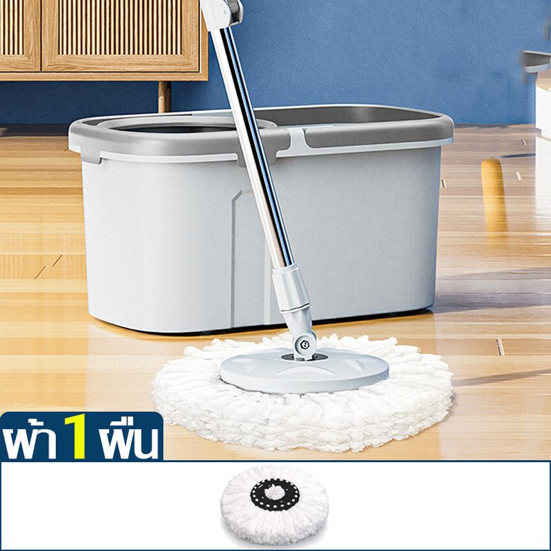 ชุดถังปั่นไม้ม๊อบ Spin Mop ไม้ถูพื้น ไม้ม๊อบถูพื้น ถังปั่นไม้ม๊อบ ไม้ม็อบถูพื้น ชุดถังปั่นสแตนเลส พร้อมไม้ถูพื้นและผ้าม๊อบ ใช้งานง่าย