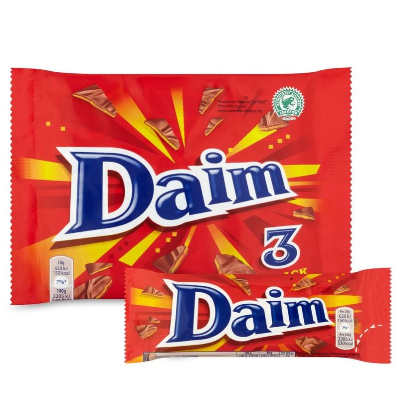 Daim Chocolate Bar 1 แพ็ค มี 3 ชิ้น น้ำหนัก 84 กรัม ซื้อ 2 แถม 1!!! BBF : 26/11/24